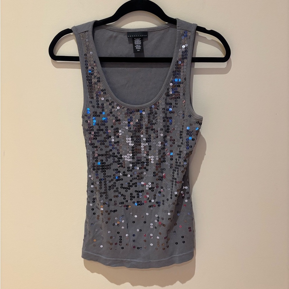 Apostrophe Gray and Silver Tank Top with Elegant Design